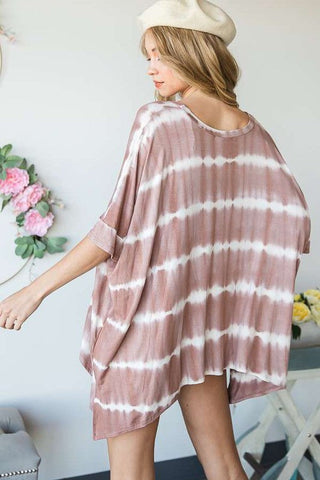 STRIPED TIE DYE ROUND NECK TUNIC  *Online Only* - Premium  at Lonnys NY - Just $60! Shop Womens clothing now 