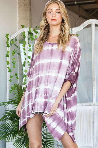 STRIPED TIE DYE ROUND NECK TUNIC  *Online Only* - Premium  at Lonnys NY - Just $60! Shop Womens clothing now 