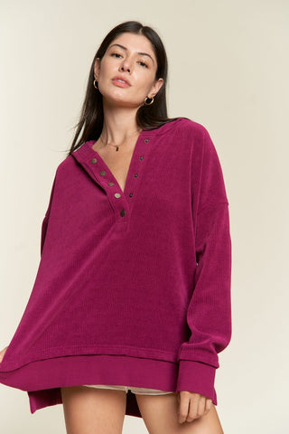 Ribbed Hooded Sweatshirt *Online Only* - Premium clothing at Lonnys NY - Just $78! Shop Womens clothing now 