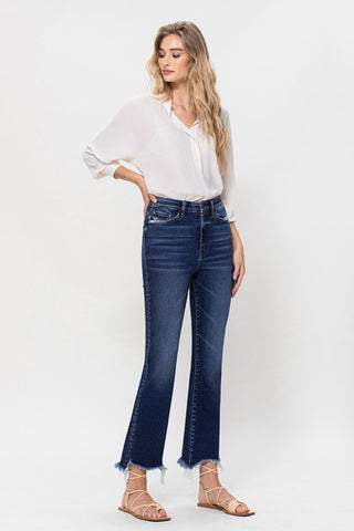 High Rise Distressed Hem Kick Flare Jeans *Online Only* - Premium clothing at Lonnys NY - Just $81! Shop Womens clothing now 