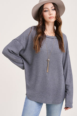 Long Sleeve Bree Waffle Top *Online Only* - Premium clothing at Lonnys NY - Just $39! Shop Womens clothing now 