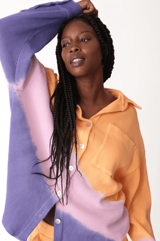 Electric & Rose Boyfriend Thermal Shirt - Violet / Melon - Premium Shirts & Tops from Electric & Rose - Just $278! Shop now 