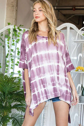 STRIPED TIE DYE ROUND NECK TUNIC  *Online Only* - Premium  at Lonnys NY - Just $60! Shop Womens clothing now 