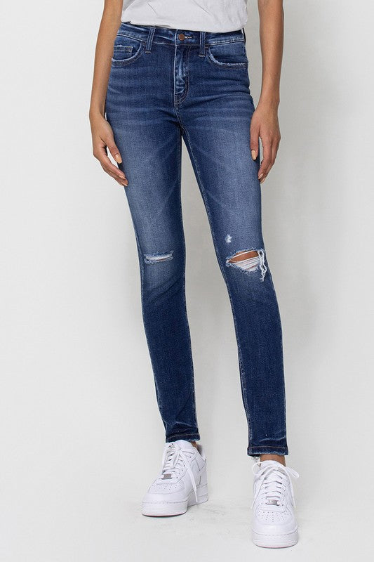 Flying Monkey Mid Rise Ankle Skinny W/Distressed Hem *Online Only* - Premium Jeans from Flying Monkey - Just $84.96! Shop now at Lonnys NY