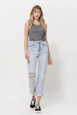 Relaxed Cuffed Straight Jeans *Online Only* - Premium clothing at Lonnys NY - Just $68! Shop Womens clothing now 