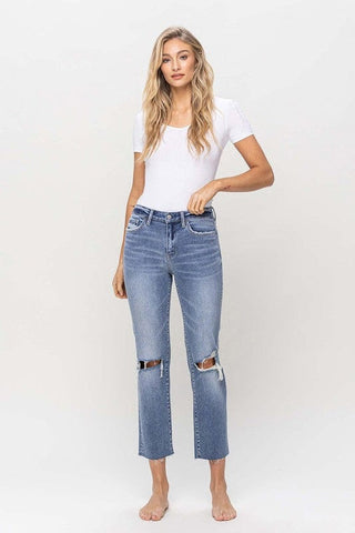 High Rise Straight With Clean Raw Hem *Online Only* - Premium  at Lonnys NY - Just $95! Shop Womens clothing now 