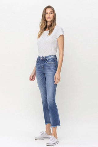 Mid Rise Crop Slim Straight Jeans *Online Only* - Premium Jeans from Flying Monkey - Just $90! Shop now 
