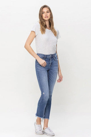 Mid Rise Crop Slim Straight Jeans *Online Only* - Premium Jeans from Flying Monkey - Just $90! Shop now 