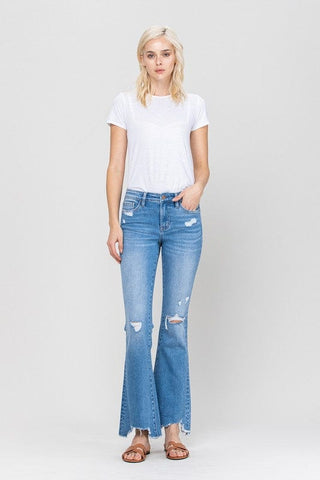 Mid-Rise Flare with Hem Detail *Online Only* - Premium Jeans at Lonnys NY - Just $87.20! Shop Womens clothing now 