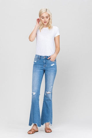 Mid-Rise Flare with Hem Detail *Online Only* - Premium Jeans from Flying Monkey - Just $87.20! Shop now 