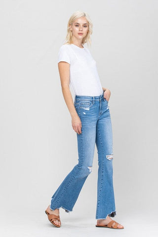 Mid-Rise Flare with Hem Detail *Online Only* - Premium Jeans at Lonnys NY - Just $87.20! Shop Womens clothing now 
