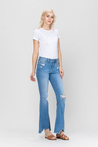 Mid-Rise Flare with Hem Detail *Online Only* - Premium Jeans at Lonnys NY - Just $87.20! Shop Womens clothing now 