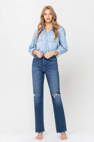 Super High Rise Straight Leg Jeans *Online Only* - Premium  at Lonnys NY - Just $90! Shop Womens clothing now 