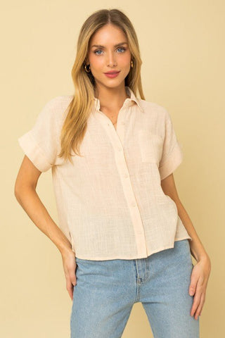Short Sleeve Button Down Blouse  *Online Only* - Premium  from Gilli - Just $40.25! Shop now 