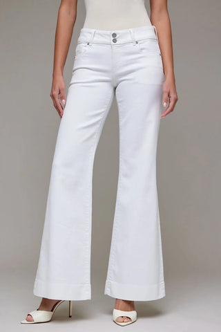 Hidden Happi Low Rise White Denim Flare Jeans