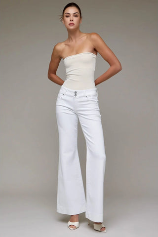Hidden Happi Low Rise White Denim Flare Jeans