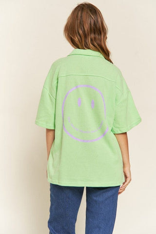 SMILE FACE BACK SHIRTS TOP  *Online Only* - Premium  from Jade By Jane - Just $75! Shop now 