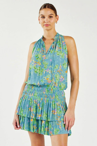 Madison Floral Sleeveless Split Neck Mini Dress - Premium dresses at Lonnys NY - Just $108! Shop Womens clothing now 