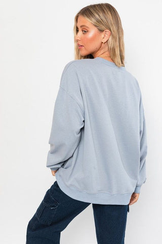 LETTER EMBROIDERY OVERSIZED SWEAT SHIRT *Online Only* - Premium  at Lonnys NY - Just $65! Shop Womens clothing now 