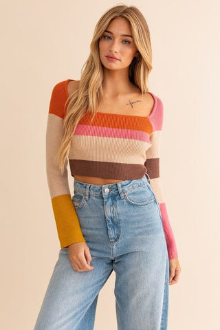 Long Sleeve Color Block Stripe Knit Top *Online Only* - Premium  from LE LIS - Just $46.65! Shop now 
