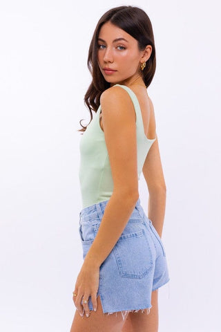 Square Neck Tank Bodysuit *Online Only* - Premium  at Lonnys NY - Just $25! Shop Womens clothing now 
