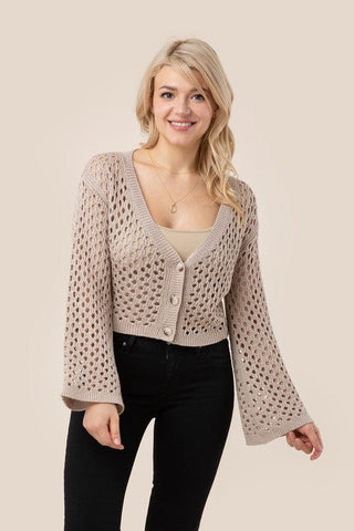 Hole-knit cardigan - Premium  at Lonnys NY - Just $49! Shop Womens clothing now 