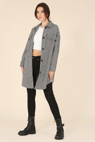 Hound tooth long shacket *Online Only* - Premium  at Lonnys NY - Just $60! Shop Womens clothing now 