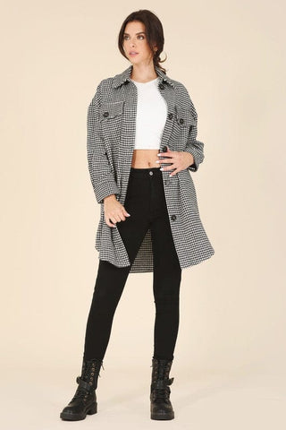 Hound tooth long shacket *Online Only* - Premium  at Lonnys NY - Just $60! Shop Womens clothing now 