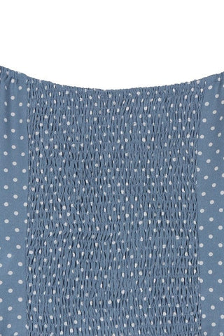 Ruched polka dot crop top with puff sleeves *Onine Only* - Premium  at Lonnys NY - Just $42! Shop Womens clothing now 