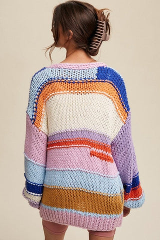 Hand Knit Multi Striped Cardigan *Online Only* - Premium  at Lonnys NY - Just $105! Shop Womens clothing now 