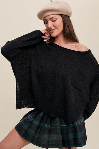 Light Weight Wide Neck Crop Pullover Knit Sweater *Online Only* - Premium  at Lonnys NY - Just $52! Shop Womens clothing now 