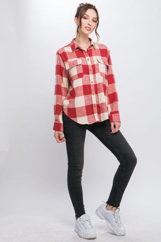 Lightweight Plaid Button Down Top *Online Only* - Premium  at Lonnys NY - Just $45! Shop Womens clothing now 