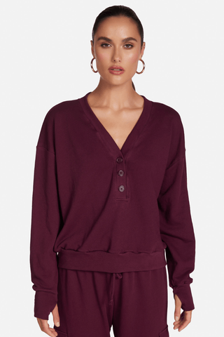 Michael Lauren Hanes Crop Henley Pullover - Premium Shirts & Tops at Lonnys NY - Just $154! Shop Womens clothing now 