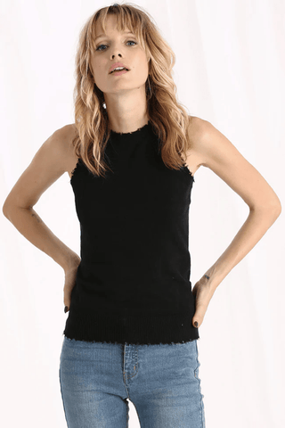 Minnie Rose Cotton Cashmere Frayed Tank - Premium Shirts & Tops at Lonnys NY - Just $92! Shop Womens clothing now 
