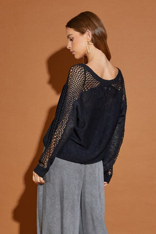 Hollow Detail Cardigan Sweater *Online Only * - Premium  at Lonnys NY - Just $70.17! Shop Womens clothing now 