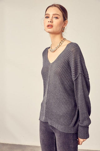 V-Neck Knit Top *Online Only* - Premium  at Lonnys NY - Just $45! Shop Womens clothing now 