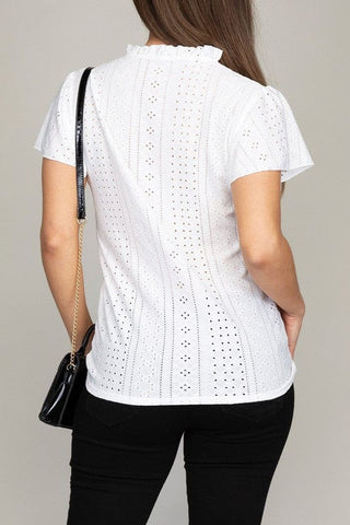 Embroidered eyelet blouse with ruffle  *Online Only* - Premium  from Nuvi Apparel - Just $30! Shop now 