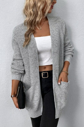 Open front waffle sweater cardigan *Online Only* - Premium  from Nuvi Apparel - Just $45! Shop now 