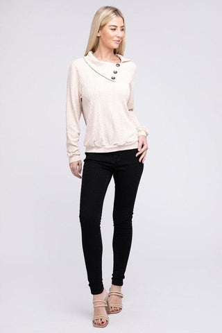 Textured collar Tee * Online Only* - Premium  at Lonnys NY - Just $35! Shop Womens clothing now 