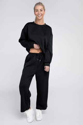 Textured Fabric Top and Pants Casual Set  *Online Only* - Premium  at Lonnys NY - Just $45! Shop Womens clothing now 