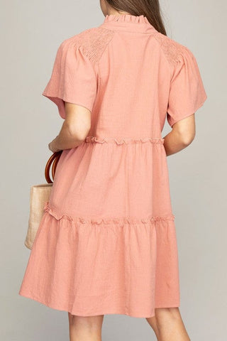 Tiered mini dress with tie  *Online Only* - Premium  at Lonnys NY - Just $45! Shop Womens clothing now 