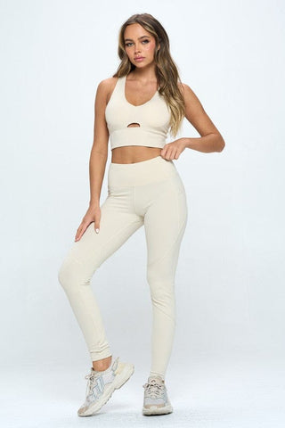 Two Piece Activewear Set with Cut-Out Detail  *Online Only* - Premium activewear at Lonnys NY - Just $55.58! Shop Womens clothing now 