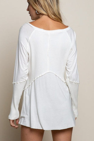 Light Wash Rib Textured Long Sleeve Top *Onine Only* - Premium  at Lonnys NY - Just $68! Shop Womens clothing now 