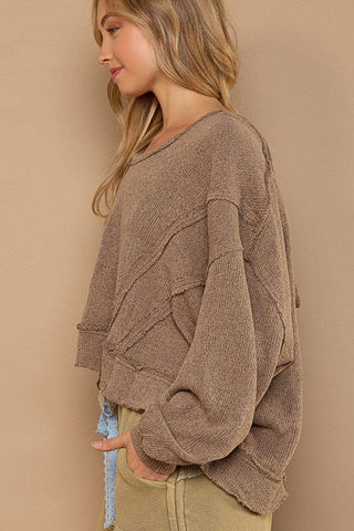 Round Neck Balloon Sleeve Hooded Knit Top - Premium  at Lonnys NY - Just $75! Shop Womens clothing now 