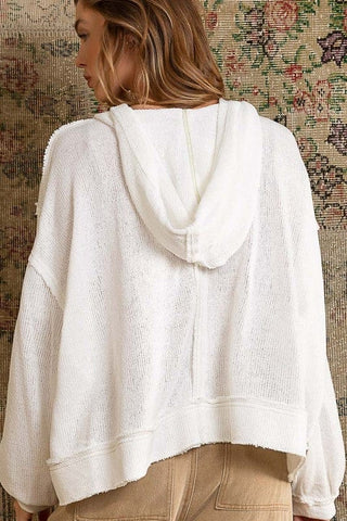 Round Neck Balloon Sleeve Hooded Knit Top - Premium  from POL - Just $75! Shop now 