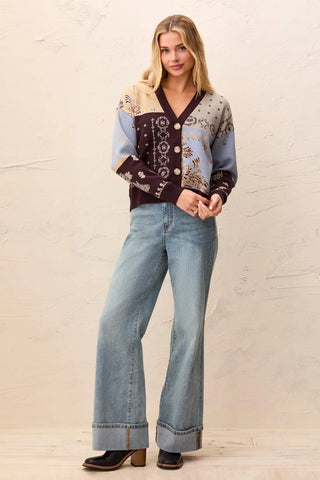 Tribal Jacquard Sweater Cardigan