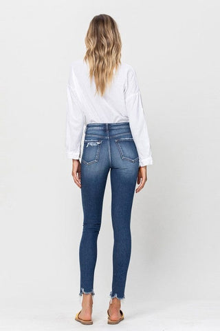 HIGH RISE PATCHED BUTTON UP RAW HEM ANKLE SKINNY *Online Only* - Premium  at Lonnys NY - Just $65.30! Shop Womens clothing now 