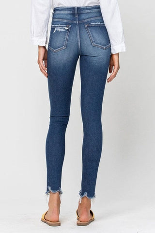 HIGH RISE PATCHED BUTTON UP RAW HEM ANKLE SKINNY *Online Only* - Premium  at Lonnys NY - Just $65.30! Shop Womens clothing now 