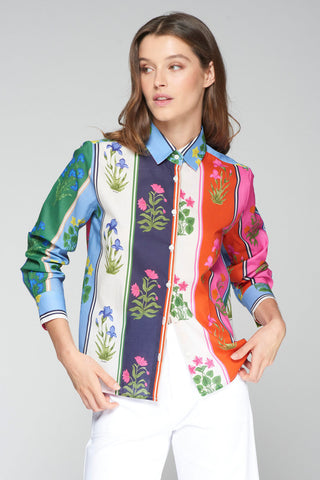 Vilagallo Isa Flower Stripes Shirt - Premium clothing at Lonnys NY - Just $135! Shop Womens clothing now 