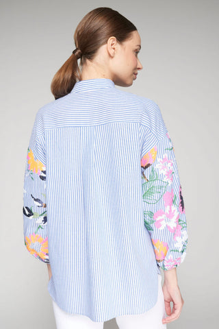 Vilagallo Striped Sequin Flower Shirt - Premium clothing at Lonnys NY - Just $195! Shop Womens clothing now 